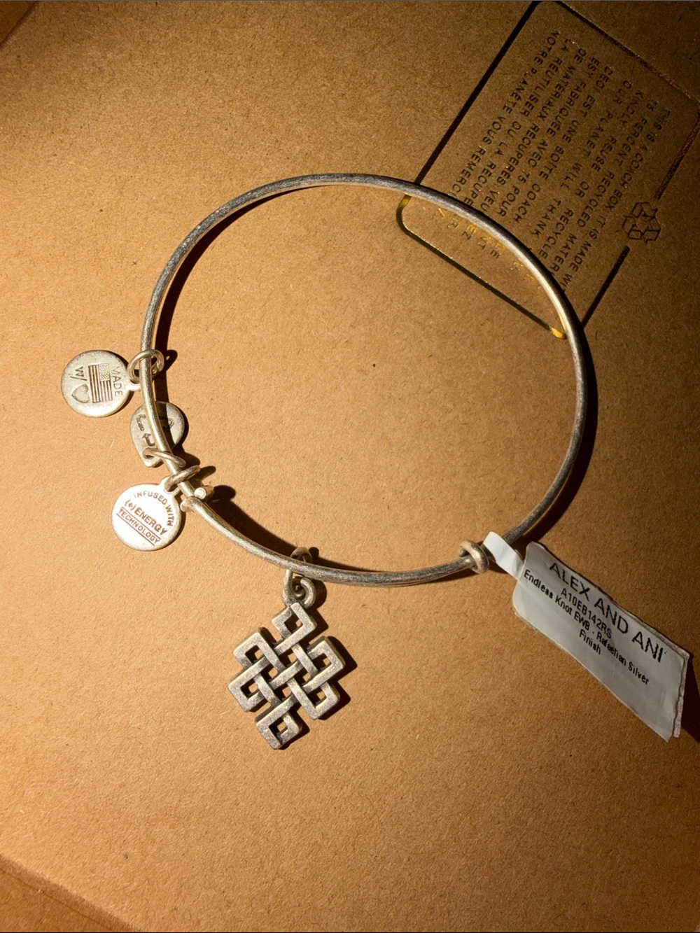 Alex and Ani Silver Celtic Knot Charm Bangle Bracelet